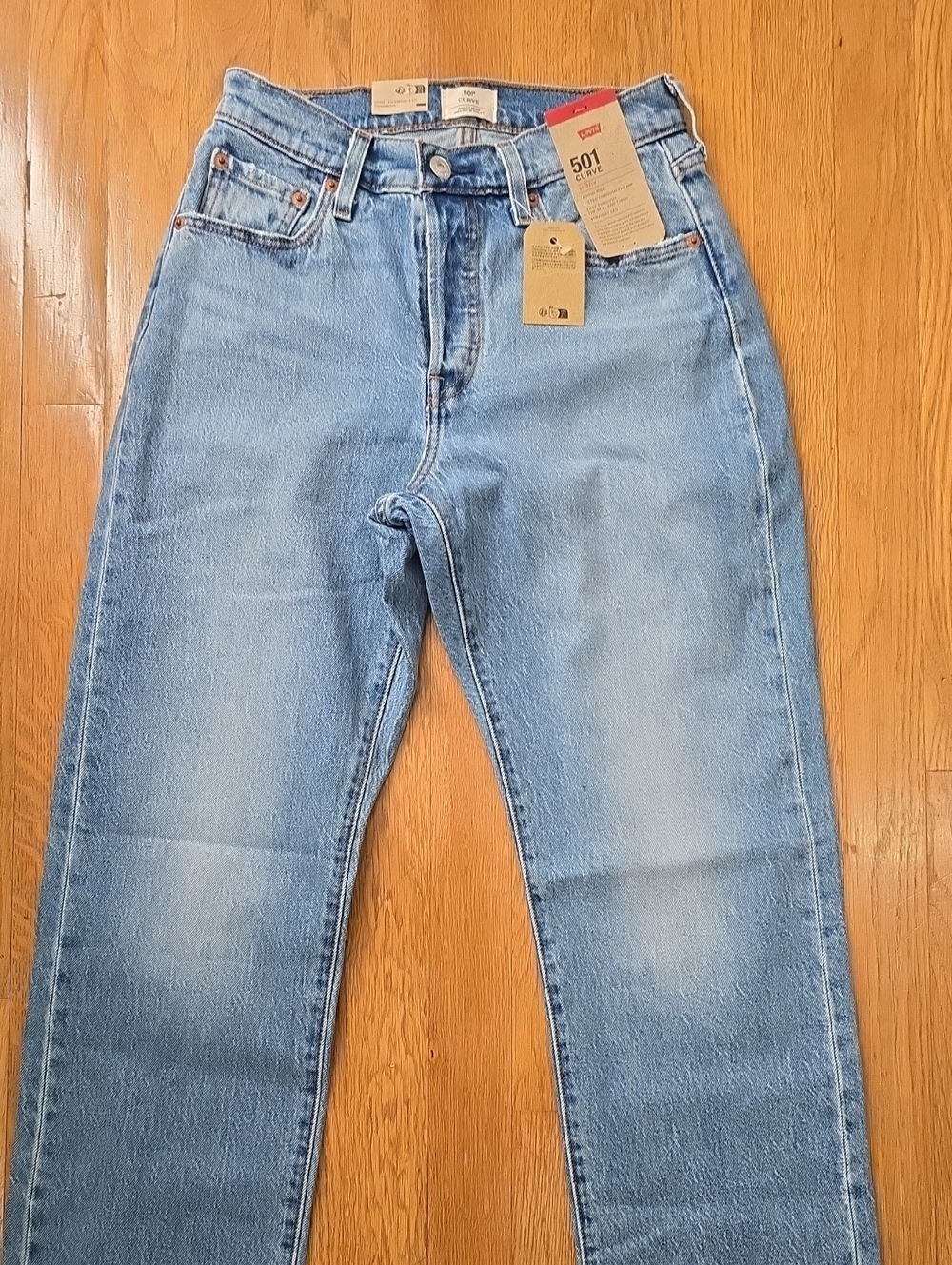 LEVI'S BRAND 501 CURVE STRETCH WOMEN'S BLUE JEANS SIZE 26x30